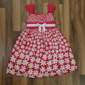 Girl's Bonnie Jean Red Floral Summer Dress Size 5